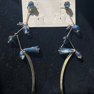 NEW Blue Leaf Abstract Crystal Earrings-Unique